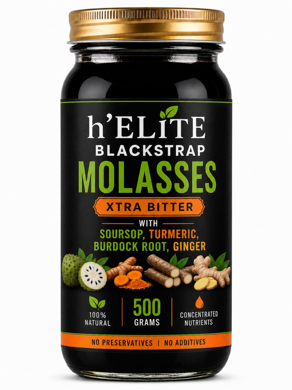 h'ELiTE Blackstrap Molasses XTRA BITTER with Cell Repair & Regeneration